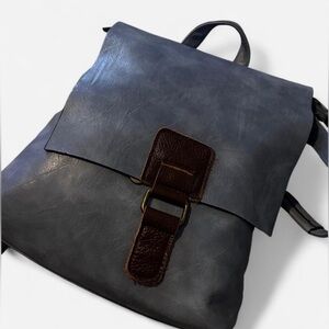 Stylish Gray Leather Backpack